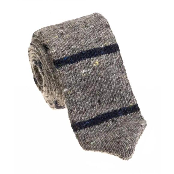 NEW PACIFIC SILK cashmere & wool tie in gray with navy